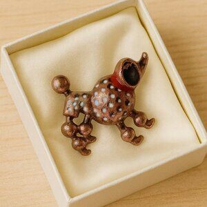 Dog Poodle Vintage Goldtone Brooch Pin 1950s Unsigned Jewelry Pets